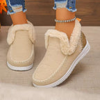 Women's Ankle Snow Boots with Slip-On Closure and Low Heel for Winter 1