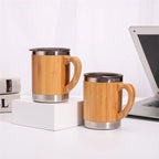 Women's Insulated Coffee Mug - Eco-Friendly Bamboo & Stainless Steel 1