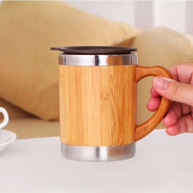 Women's Insulated Coffee Mug - Eco-Friendly Bamboo & Stainless Steel 4
