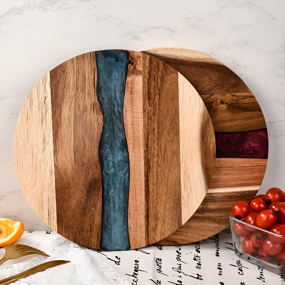 Wood Cutting Board - Durable Acacia with Unique Epoxy Design 1