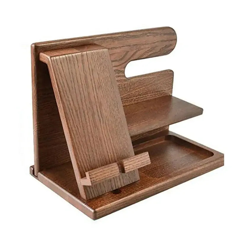 Wood Desk Organizer - Stylish Desk Storage for Phone, Watch & Glasses 0