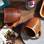 Wood Mug - Hand-Carved Wooden Coffee Mug with Ergonomic Design 0