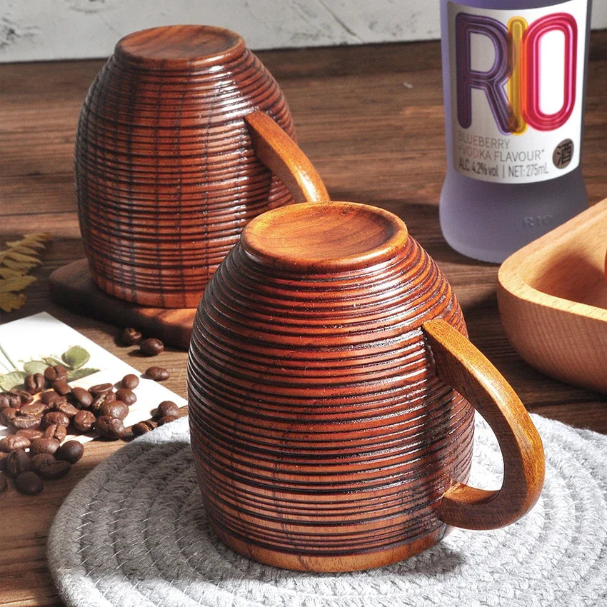 Wood Mug - Hand-Carved Wooden Coffee Mug with Ergonomic Design 2