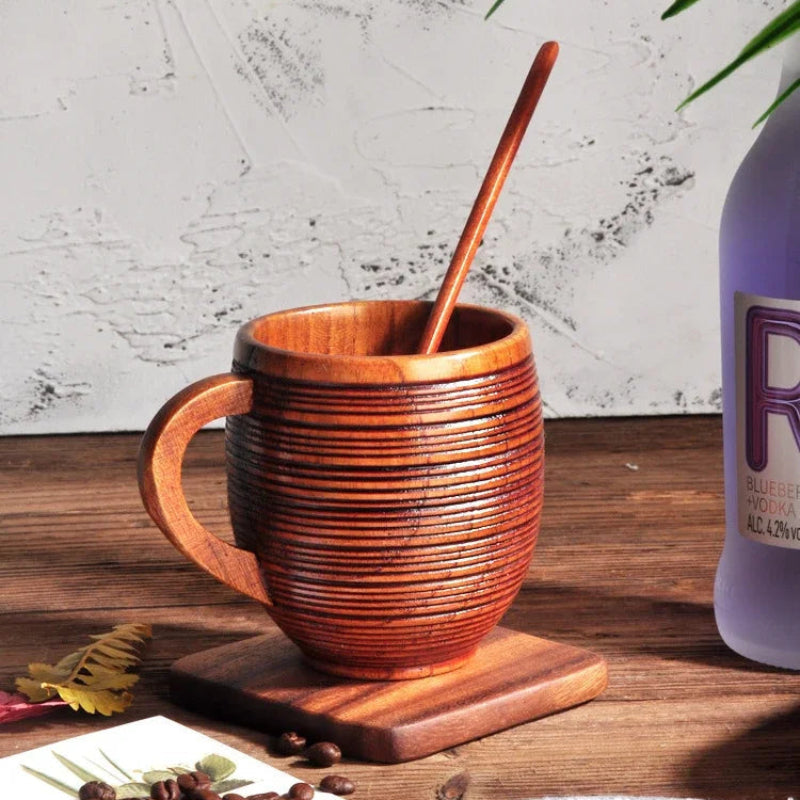 Wood Mug - Hand-Carved Wooden Coffee Mug with Ergonomic Design 4