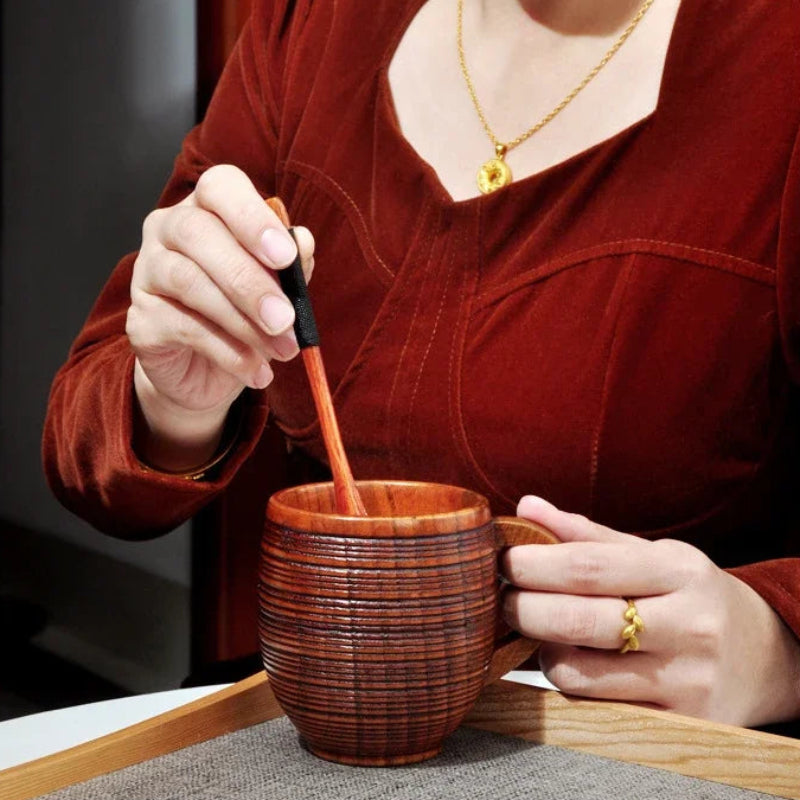 Wood Mug - Hand-Carved Wooden Coffee Mug with Ergonomic Design 5