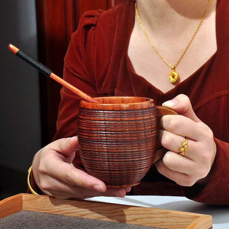 Wood Mug - Hand-Carved Wooden Coffee Mug with Ergonomic Design 6