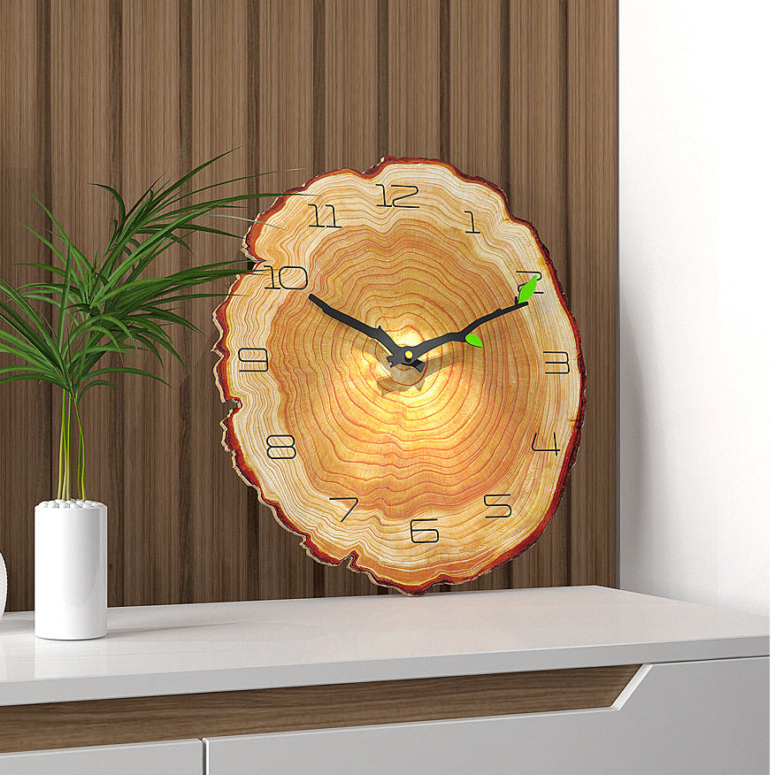 Wood Textured Silent Wall Clock - Unique Modern Wall Clock Decor 1
