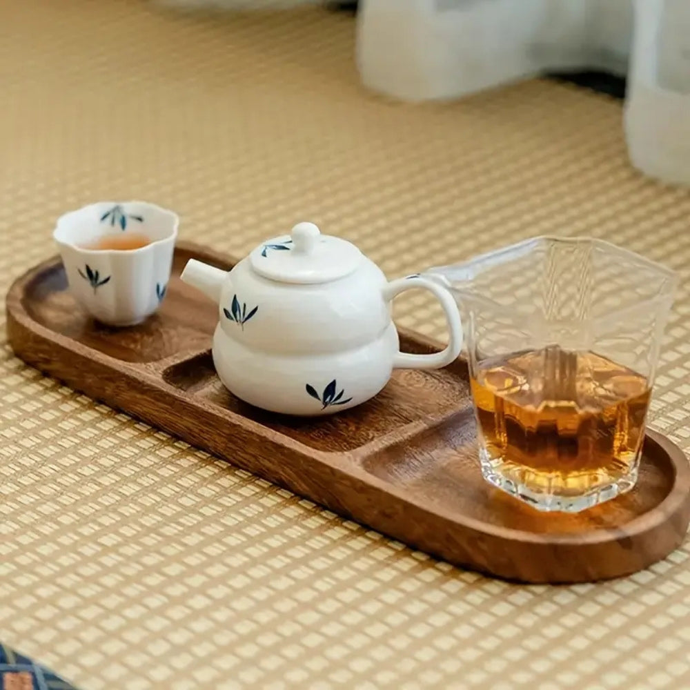 Wood Tray Serving Tray with Handles - 3 Compartments for Organized Serving 2