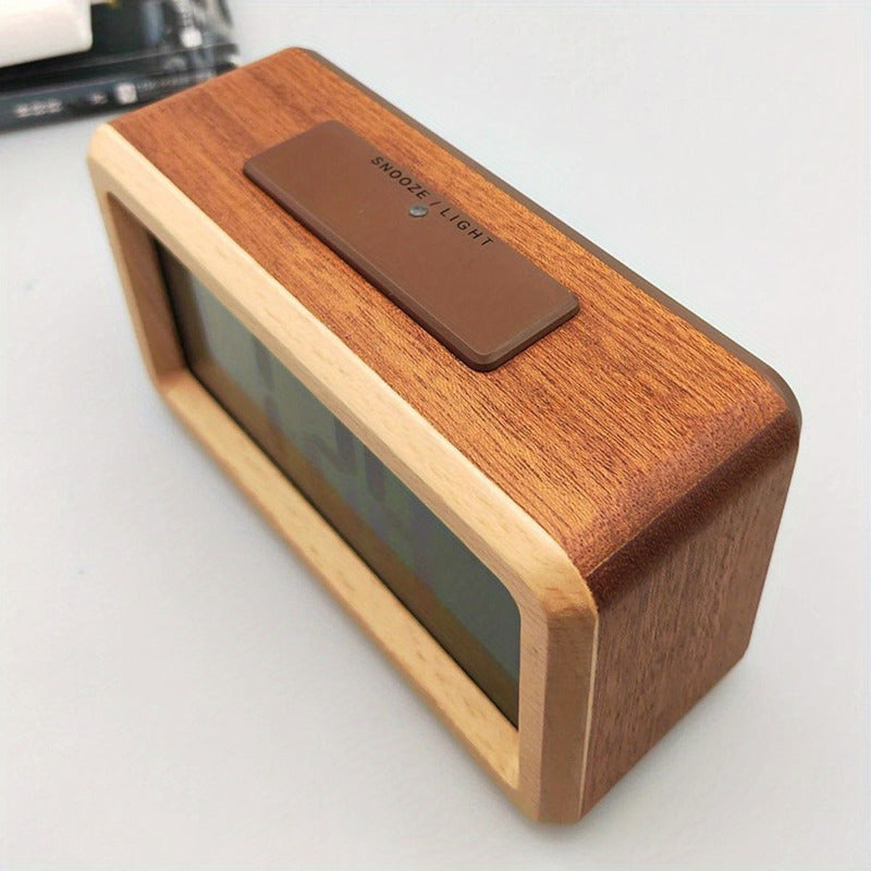 Wooden Alarm Clock - Multi-Function Digital Display with Adjustable Brightness 3