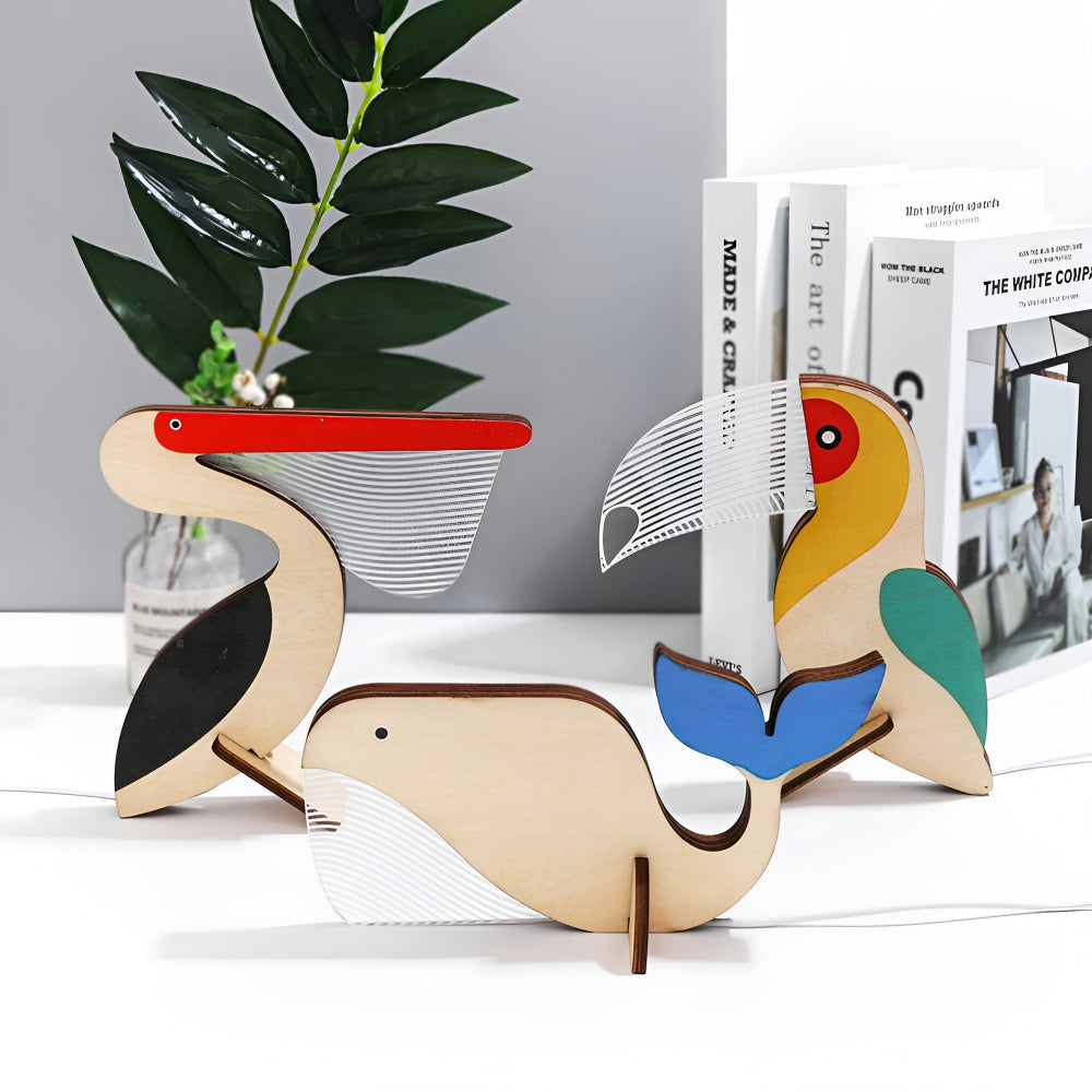 Wooden Animal Table Lamp for Kids – Cute LED Night Light with Touch Switch, Durable Acrylic and Wood, Cozy Bedroom Decor 5