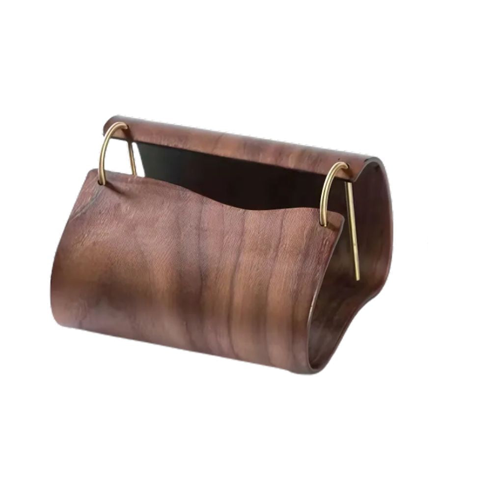 Wooden Brass Tissue Box Cover - Durable Walnut with Easy Access 11