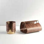 Wooden Brass Tissue Box Cover - Durable Walnut with Easy Access 4