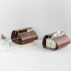Wooden Brass Tissue Box Cover - Durable Walnut with Easy Access 6