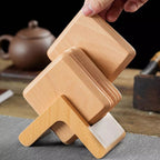 Wooden Coaster Set - 6pcs Black Walnut & Beech with Holder 0