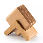 Wooden Coaster Set - 6pcs Black Walnut & Beech with Holder 3