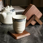 Wooden Coaster Set - 6pcs Black Walnut & Beech with Holder 4