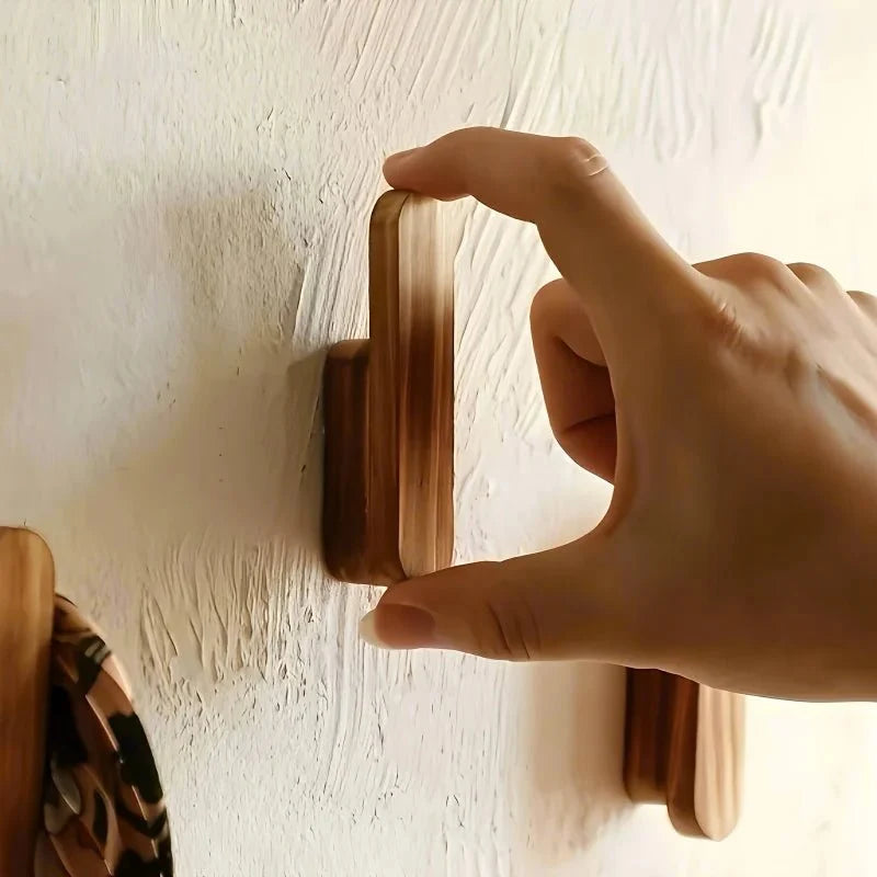 Wooden Coat Hooks Set of 4 Wall Mounted 10 x 2 cm 5