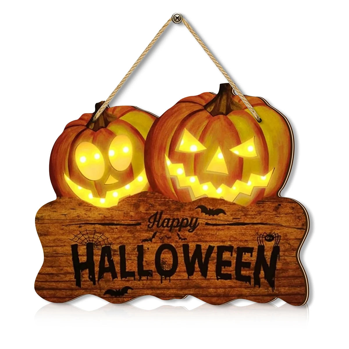 Wooden Halloween Sign - Glowing Jack-O'-Lantern Decor for Indoor & Outdoor 5