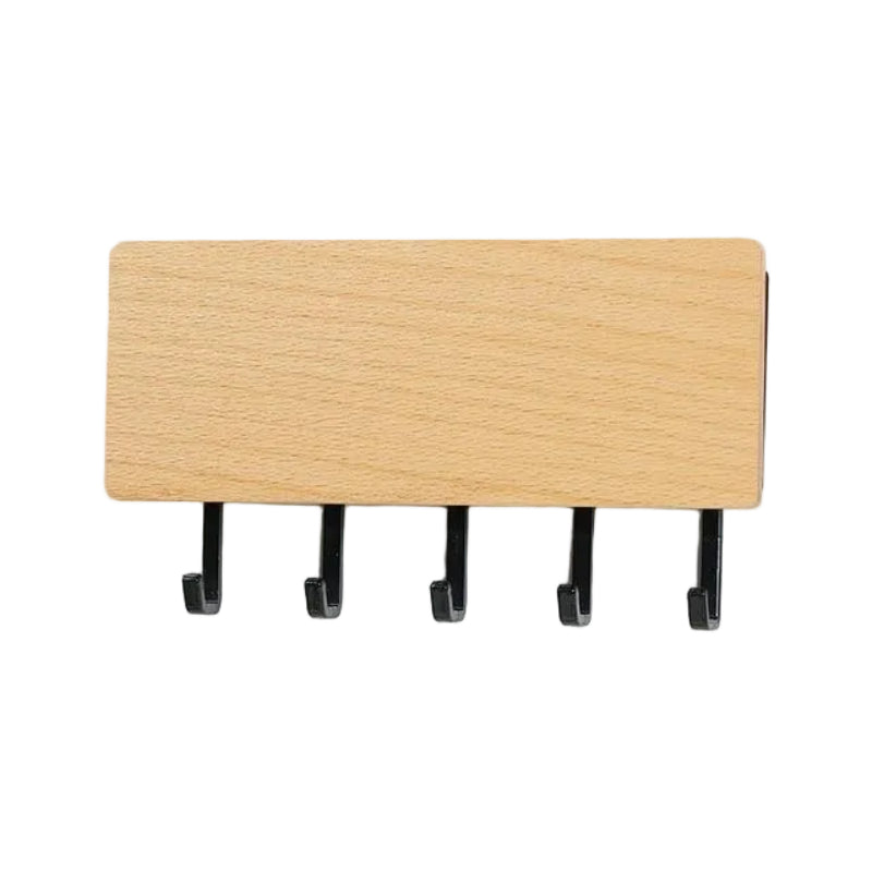 Wooden Key Holder for Wall - Durable 5-Hook Key Organizer with Tray 10