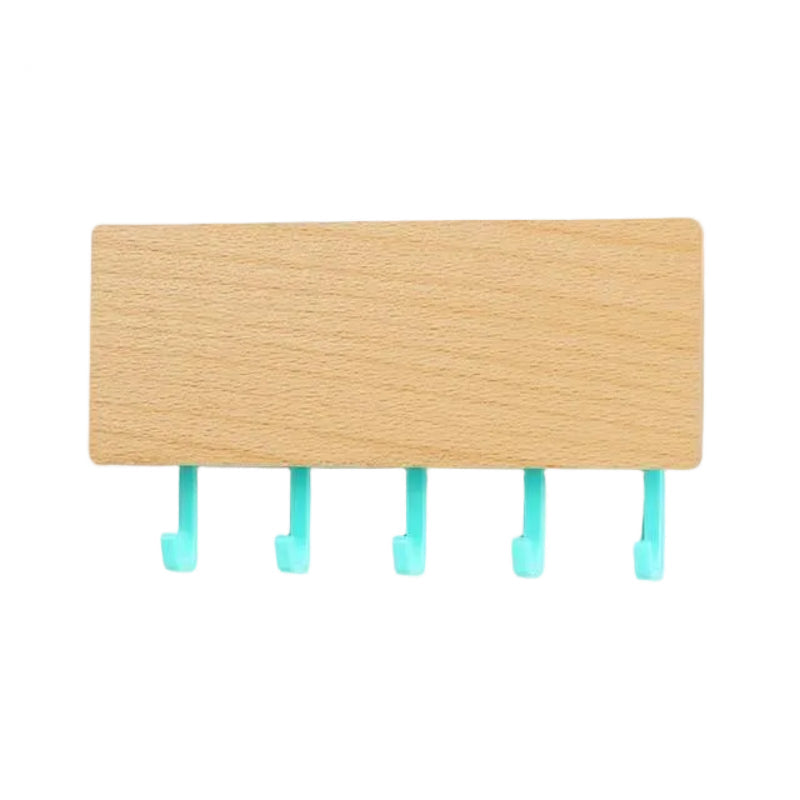 Wooden Key Holder for Wall - Durable 5-Hook Key Organizer with Tray 18