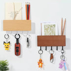 Wooden Key Holder for Wall - Durable 5-Hook Key Organizer with Tray 2