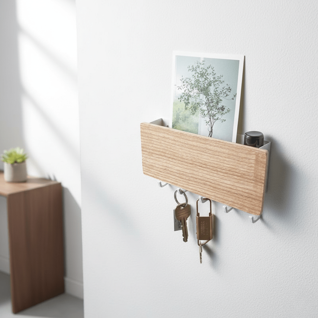 Wooden Key Organiser - Elegant Wall-Mounted Storage for Keys & Essentials 2