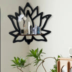 Wooden Lotus Corner Shelf - Space-Saving Organizer for Candles & Oils 1