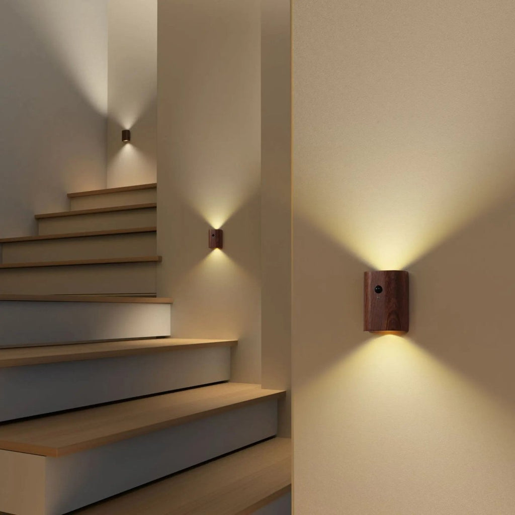 Wooden Motion Sensor Lamp – Elegant LED Lighting with Rechargeable Battery for Home Use, Compact Design for Nightstands and Cabinets 0