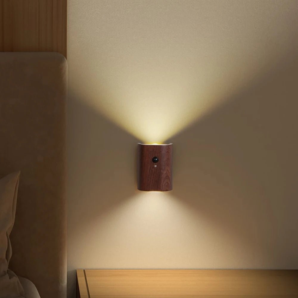 Wooden Motion Sensor Lamp – Elegant LED Lighting with Rechargeable Battery for Home Use, Compact Design for Nightstands and Cabinets 3