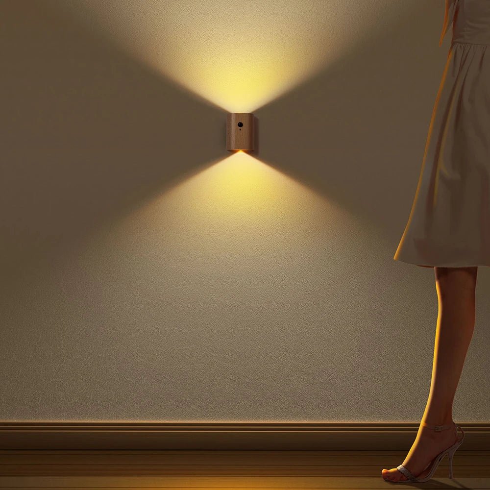 Wooden Motion Sensor Lamp – Elegant LED Lighting with Rechargeable Battery for Home Use, Compact Design for Nightstands and Cabinets 6