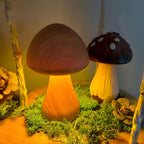 Wooden Mushroom Lamp - USB-C Rechargeable LED Table Lamp with Adjustable Lighting 1