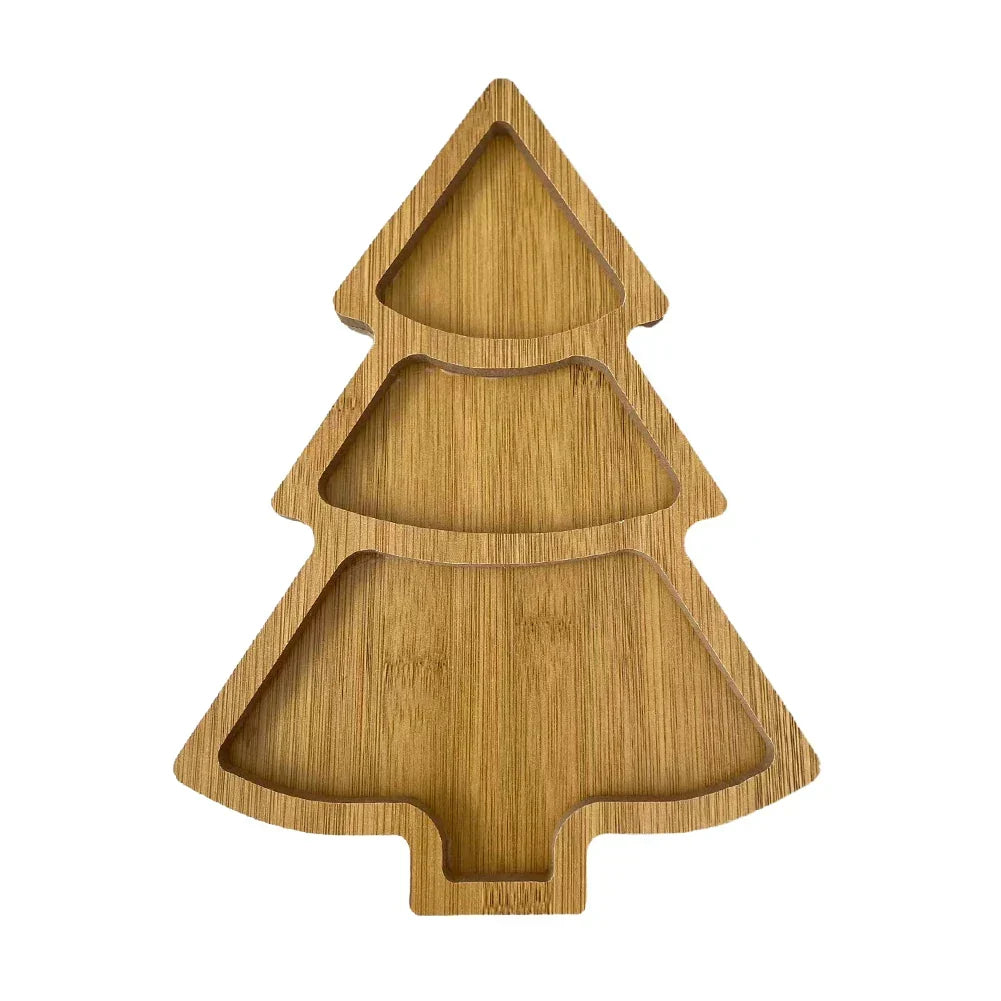 Wooden Serving Board - Eco-Friendly Christmas Tree Design for Festive Use 0