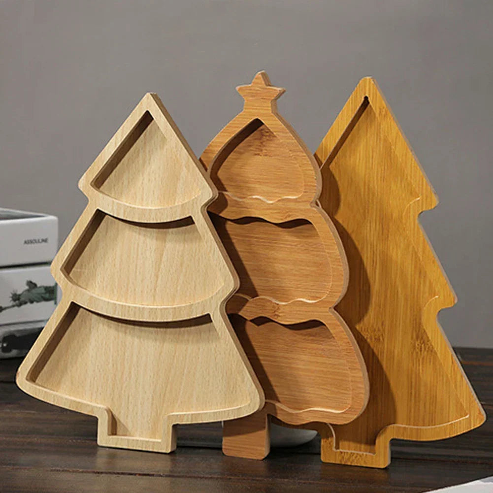 Wooden Serving Board - Eco-Friendly Christmas Tree Design for Festive Use 1