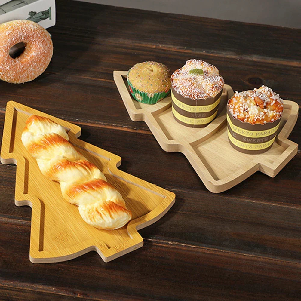 Wooden Serving Board - Eco-Friendly Christmas Tree Design for Festive Use 2