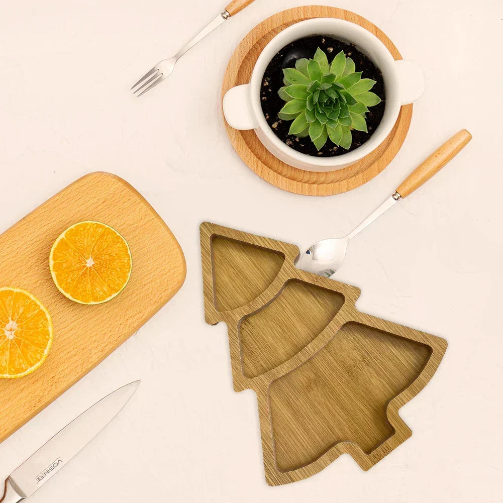 Wooden Serving Board - Eco-Friendly Christmas Tree Design for Festive Use 4