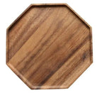 Wooden octagonal tray on a white background
