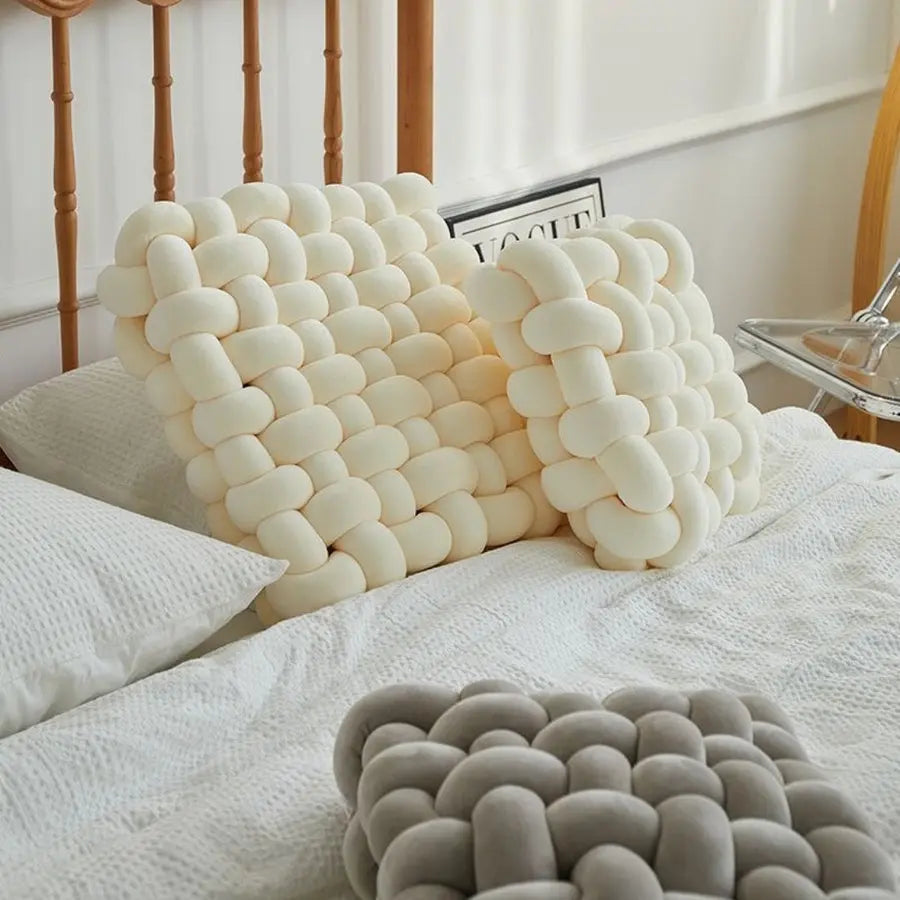 Knot Pillow Velvety Fabric PP Cotton Filled Decorative Cushion 5