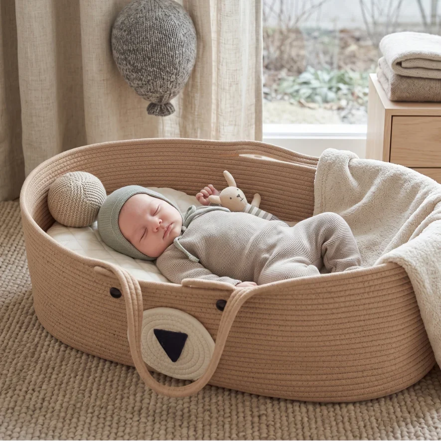 Woven Moses Basket - Durable, Breathable Baby Bassinet 0