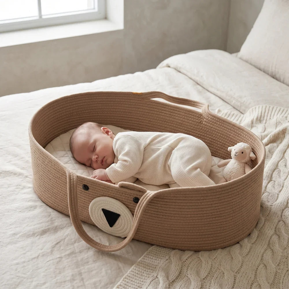 Woven Moses Basket - Durable, Breathable Baby Bassinet 1