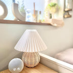 Woven Rattan Table Lamp - Stylish Bedside & Living Room Accent Light 0