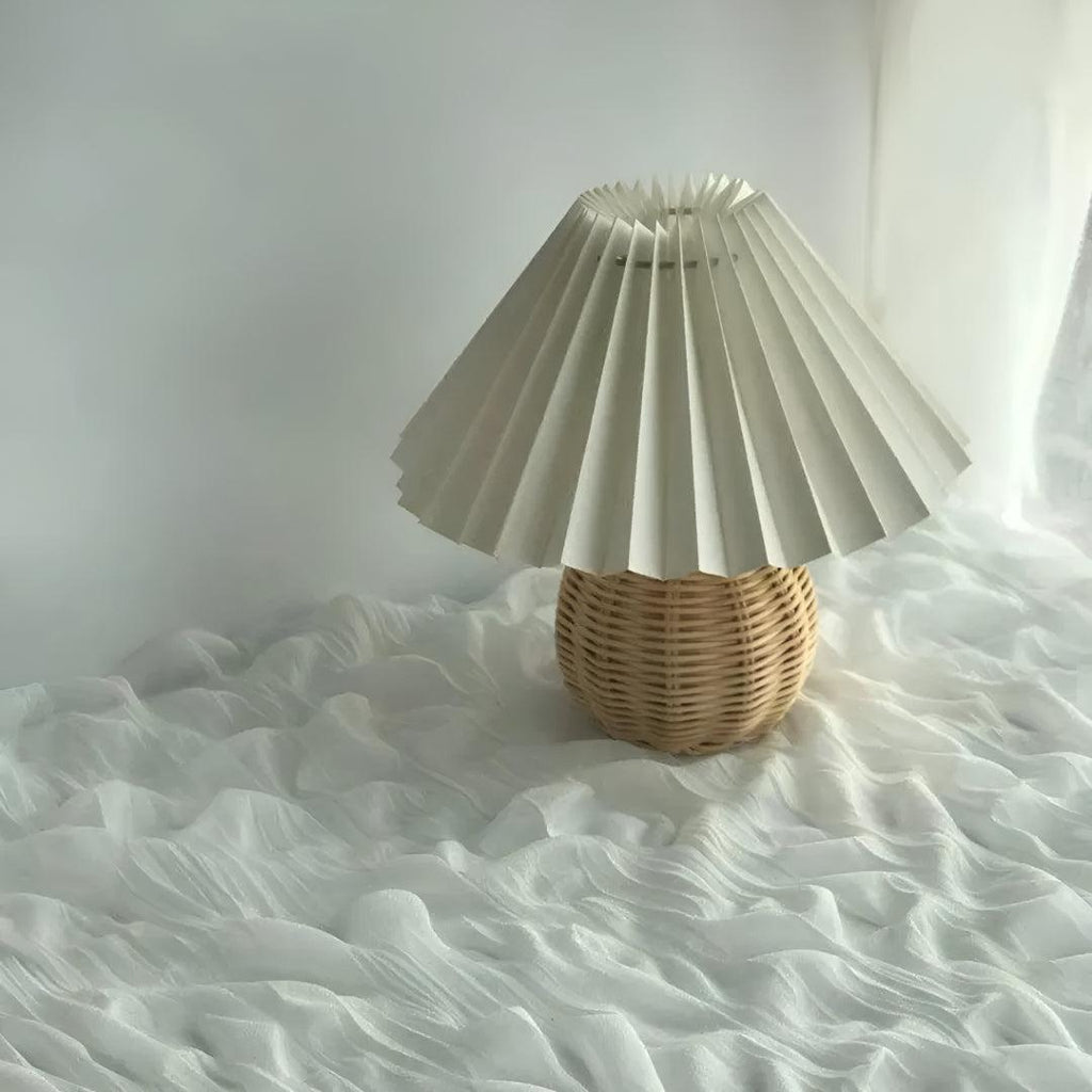 Woven Rattan Table Lamp - Stylish Bedside & Living Room Accent Light 4