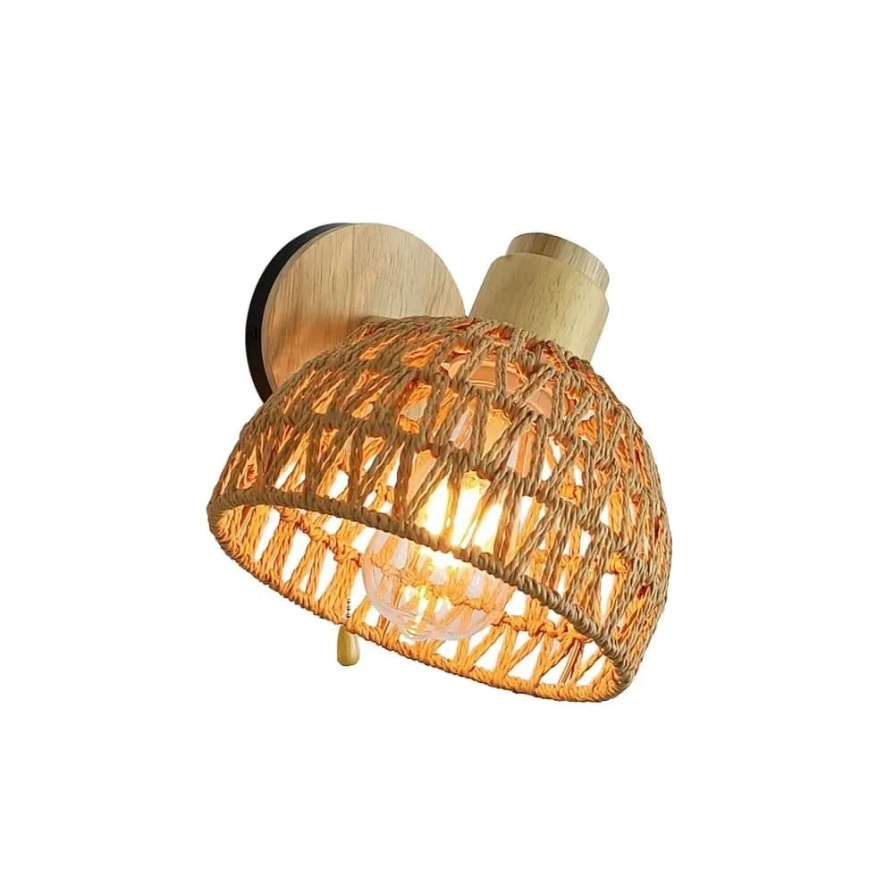 Woven Wall Sconce - Natural Rattan Design for Cozy Ambient Lighting 4