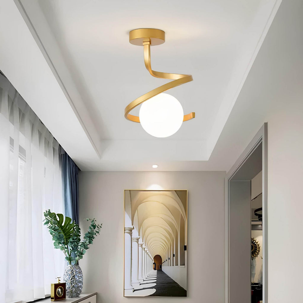 Wrought Iron Glass Ceiling Light - Dimmable LED for Elegant Ambiance 0
