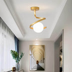 Wrought Iron Glass Ceiling Light - Dimmable LED for Elegant Ambiance 0