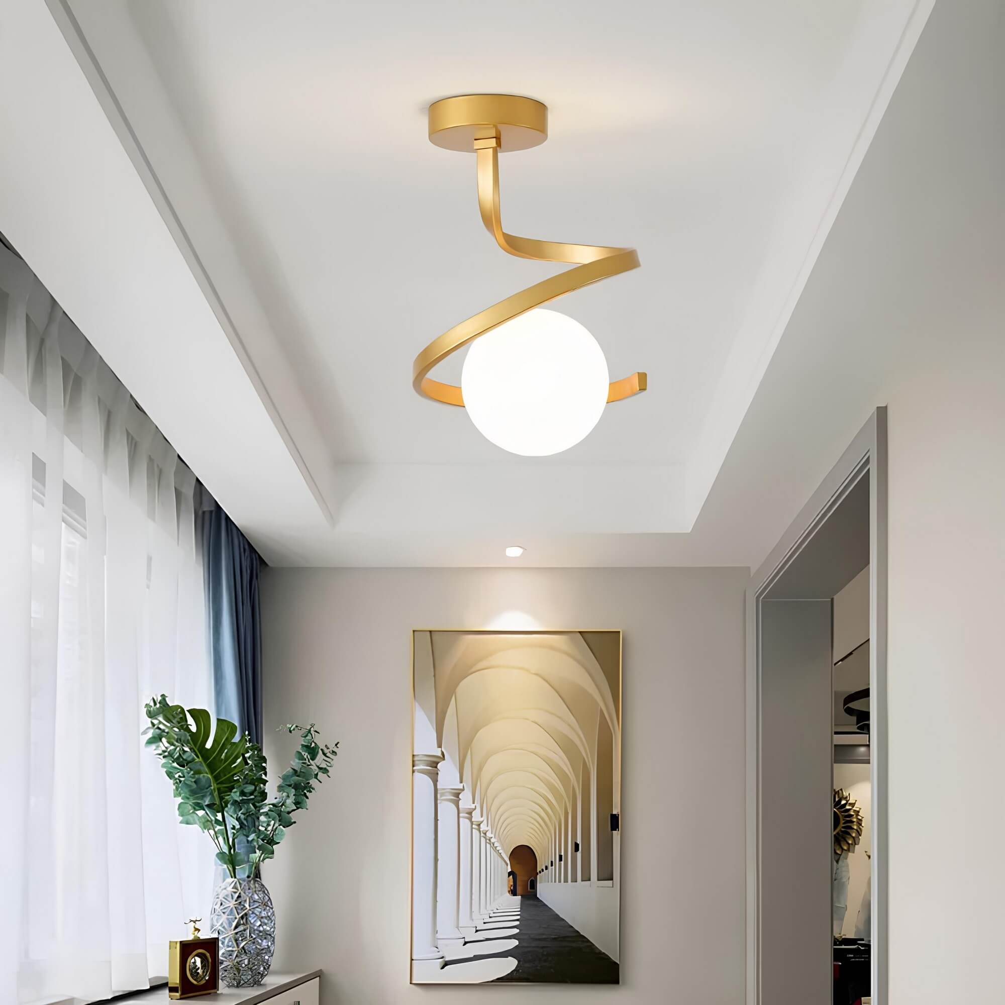 Wrought Iron Glass Ceiling Light - Dimmable LED for Elegant Ambiance 0