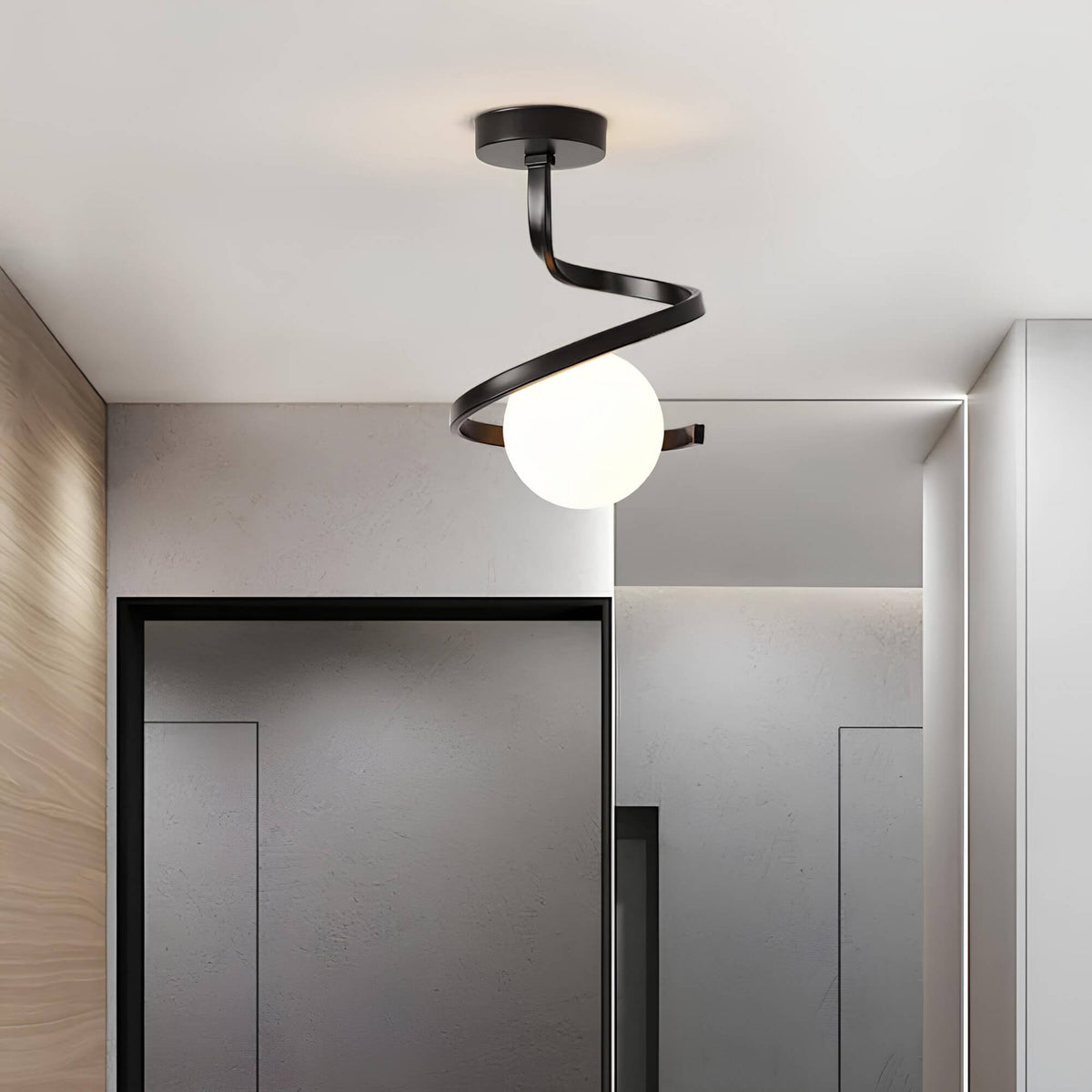 Wrought Iron Glass Ceiling Light - Dimmable LED for Elegant Ambiance 3