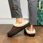 Men's Winter Slippers Soft Plush Lining Flock Upper Rubber Outsole 7