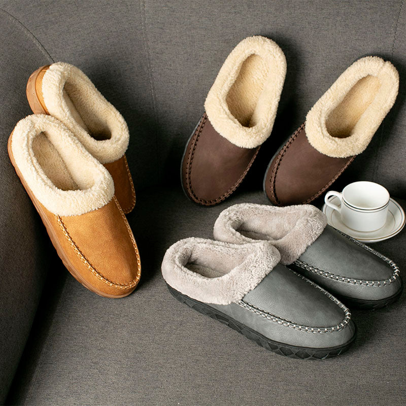 Men's Winter Slippers Soft Plush Lining Flock Upper Rubber Outsole 6