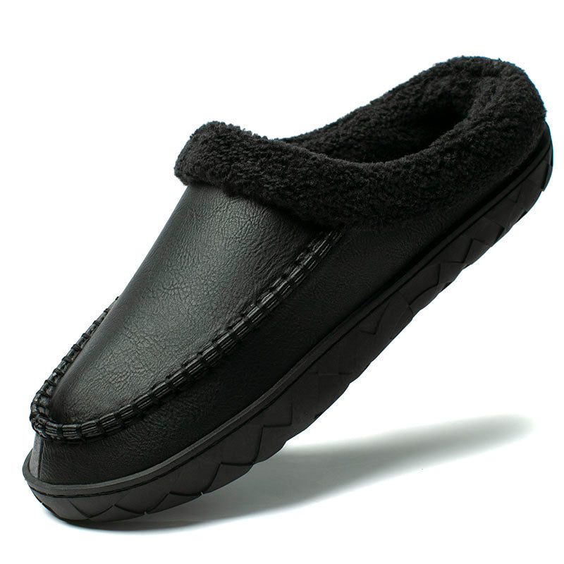 Men's Winter Slippers Soft Plush Lining Flock Upper Rubber Outsole 3