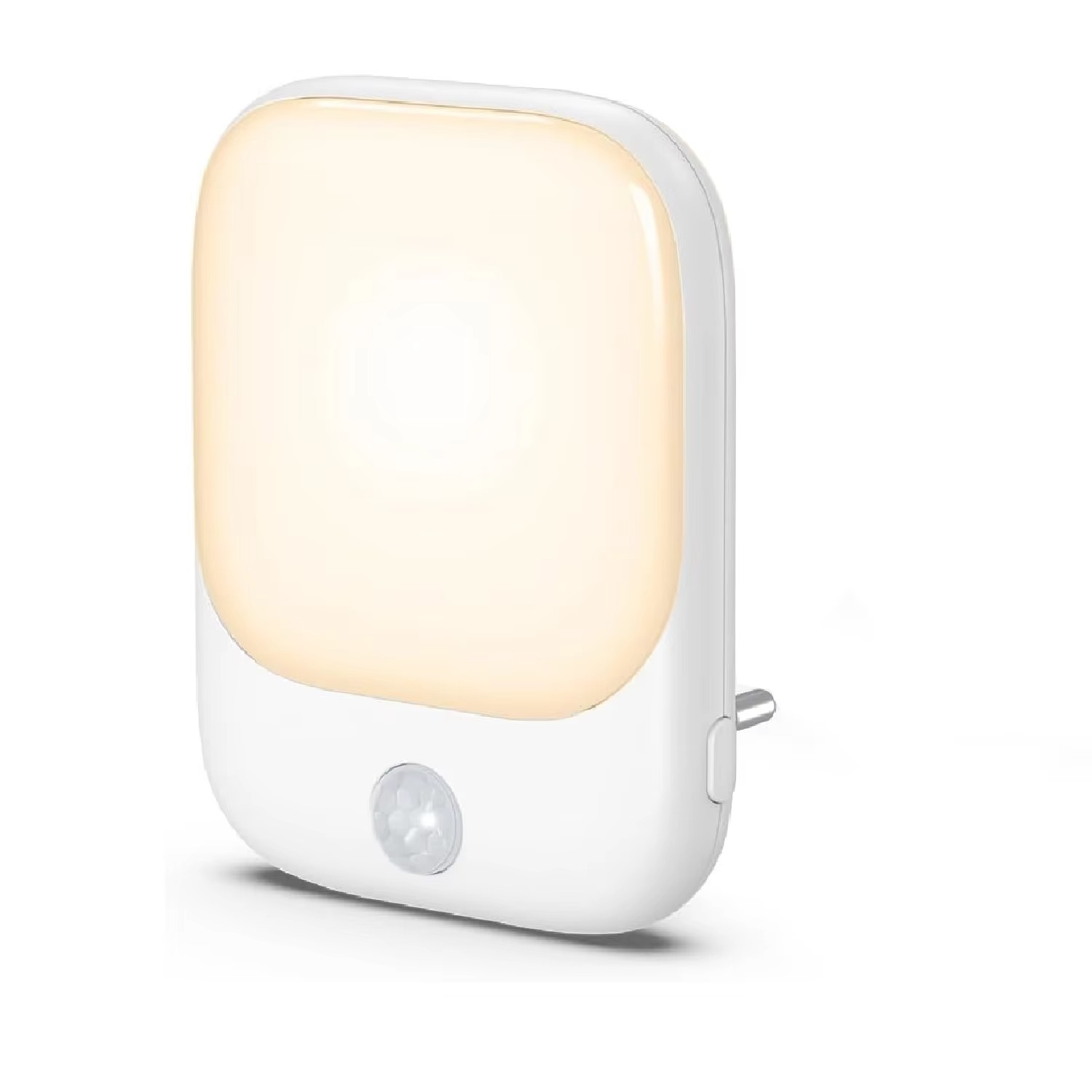 White square-shaped light with a sensor on a white background
